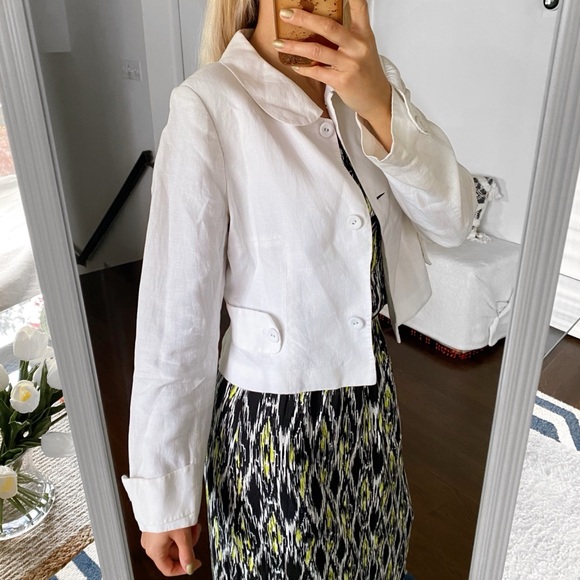 🐚 MONNARI WHITE LINEN ELEGANT BLAZER JACKET! - Picture 3 of 16